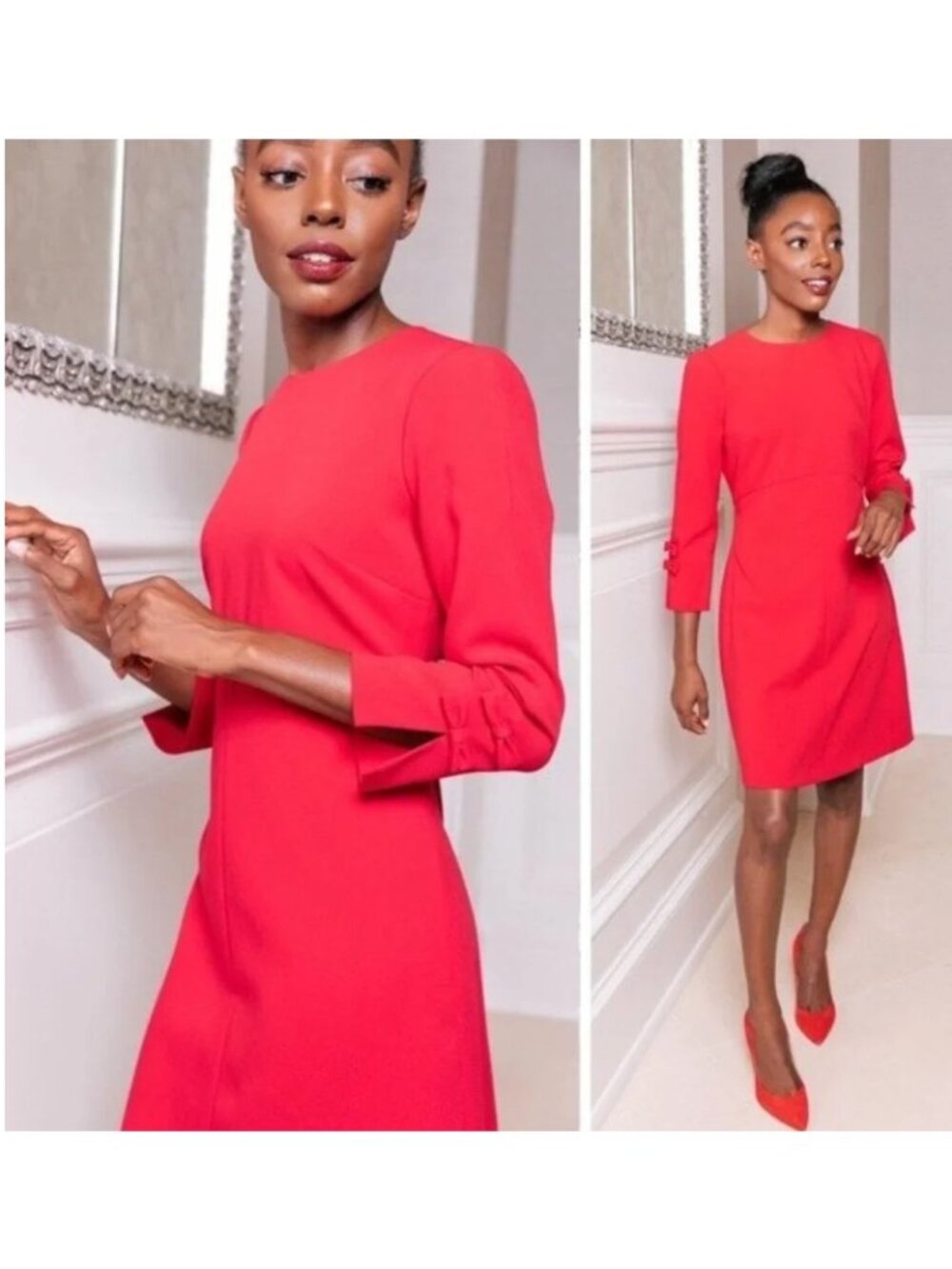 NEW Gal Meets Glam Tatiana Apple Red Dress with Bow Sleeves size 20